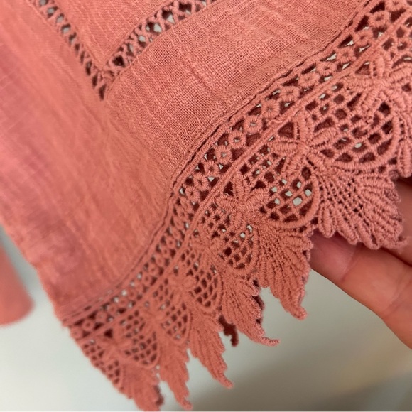 J. Jill Pink Coral Woven Lace Sleeve Top. Size Small. - Picture 7 of 10